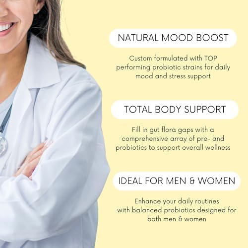 Probiotics 30 Billion CFU - Bifidus Mood Support Supplement w/prebiotics & probiotics for Women and Men - Mood & Digestion Support- Histamine Free