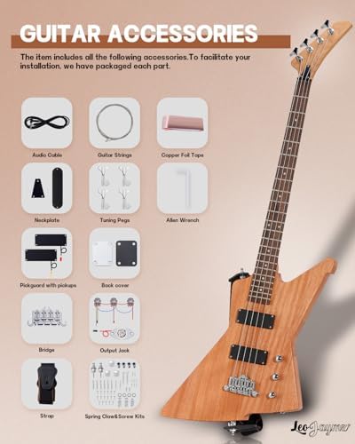 Leo Jaymz DIY Electric Bass Guitar Kit Mahogany Body Maple Neck (AX)