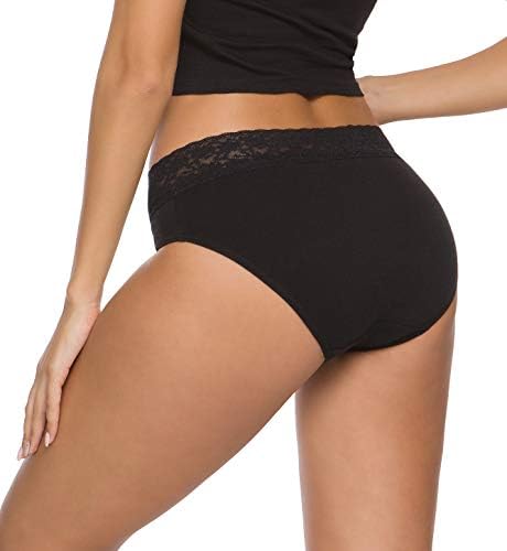 Wealurre Underwear Women Cotton Lace Waisted Bikini Panties 5-Pack