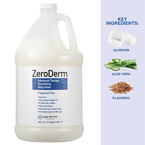 Ginger Lily Farms ZeroDerm Body Wash, 128oz, Fragrance Free