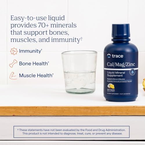 Trace Minerals Liquid Cal Mag Zinc with Vitamin D3, 16 fl oz, Pina Colada | Ionic trace minerals for absorption, Bone, muscle, and connective tissue health, 1-2 tbsp daily, Refrigerate after opening