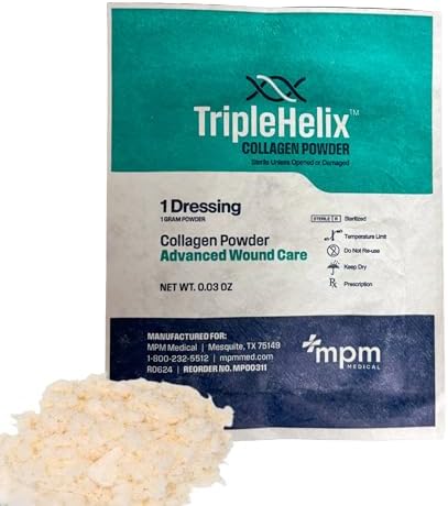 TripleHelix Collagen Powder for Wounds, Type I Bovine, Diabetic, Pressure | 100% Type I non-hydrolyzed bovine collagen. Also for surgical wounds