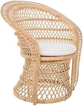 Kouboo Rattan Armchair – Natural Peacock Style Lounge & Dining Chair – Boho Patio Furniture, Indoor Accent Chair for Living Room