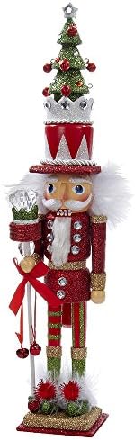 Kurt Adler Hollywood Tree Hat Nutracker, 15-Inch, Red and Green | Free-Standing Collectible Wooden Holiday Decoration