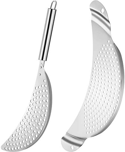 Boao 2 Pieces Pot Strainer with Handle for Pan,Fits Up to 10 in