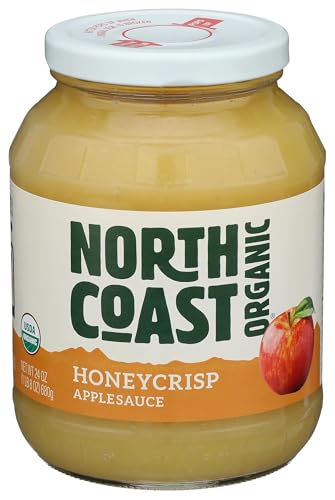 North Coast Organic Honeycrisp Apple Sauce, No Added Preservatives, No Added Sugar, Kosher, USDA Certified Organic, Gluten Free & Non-GMO, 24 Ounce
