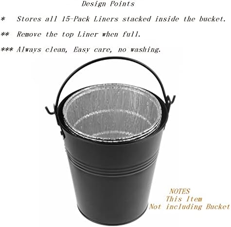 15-Pack Liners & Replacement Traeger HDW152 Drip Grease Bucket for Traeger 20/22/34, Pit Boss, etc Pellets Smoke (Black 15)
