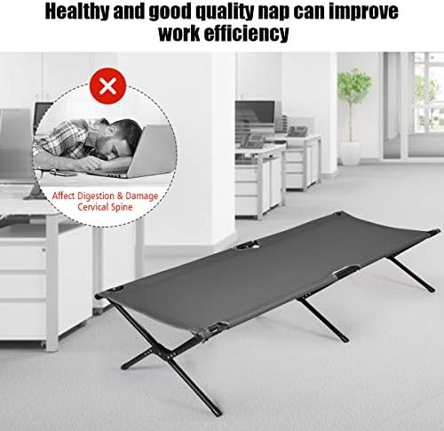 GYMAX Folding Camping Cot, Heavy Duty Portable Military Cot with Oxford Fabric