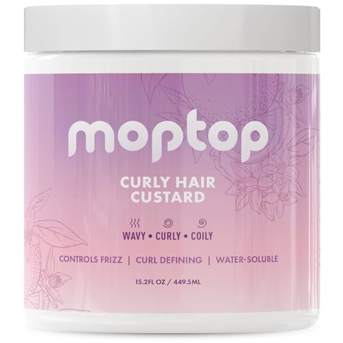 MopTop Curly Hair Gel Custard - Styling Gel for Moisturizing and Defining Soft Curls, Lightweight and Anti Frizz, Curly Hair Products for Waves, Coils & Kinks (Citrus Kumquat, 8oz)