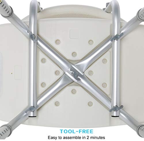Shower Stool, Adjustable Shower Chair,Portable Bath Seat, White Bathtub Lift Chair, Height is Adjustable of 14 to 21 (Silver)