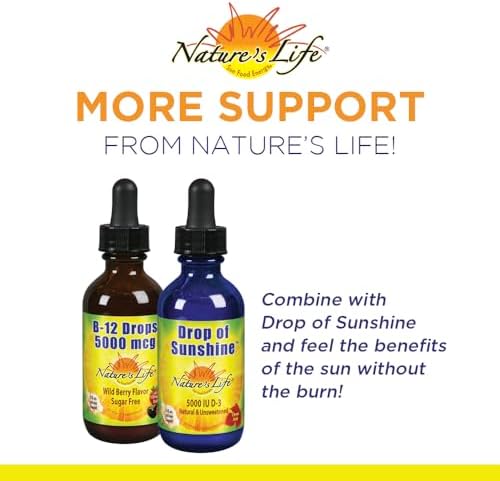Nature's Life B12 Drops 5000 mcg - Vitamin B12 Methylcobalamin - Liquid B12 Supplement for Energy Metabolism, Nerve Function and Red Blood Cell Support Natural Mixed Berry, Sugar Free (200 Serv, 4oz)