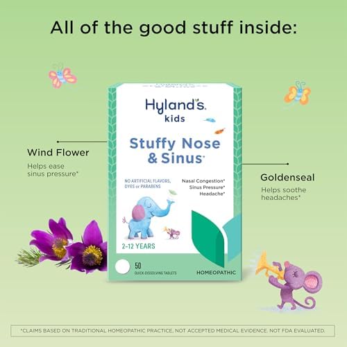 Hyland's Kids Stuffy Nose and Sinus Tablets, for Children Ages 2+, 50ct