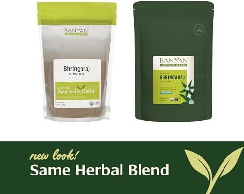 Banyan Botanicals Bhringaraj Powder – Organic Eclipta Prostrata Leaf Powder – for a Calm Mind and Healthy Hair, Nails, Bones, and Teeth* – ½ lb. – Non-GMO FFL Vegan