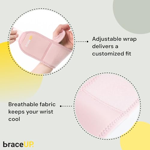 BraceUP Adjustable Wrist Wrap for Men and Women - Workouts Wrist Band, Carpal Tunnel Compression Wrist Brace, Tendonitis Wrist Splint, Left Right Hand One Size Adjustable (Black)