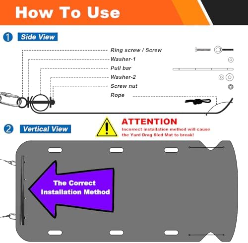 Bayattoo Heavy Duty Drag Sled Mat-Thickened Tear-Resistant HDPE with Pull Cables, Portable Yard, Hunting & Construction Hauler