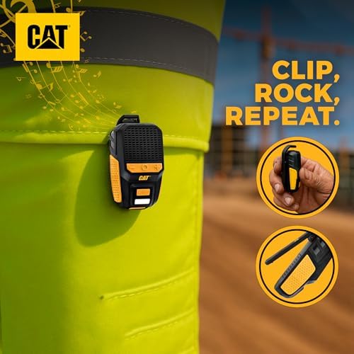 CAT Wearable Bluetooth Speaker | Clip-On Speaker with Built-in Mic for Jobsite, Construction, Outdoor | Water-Resistant | Hands-Free Calls & Music