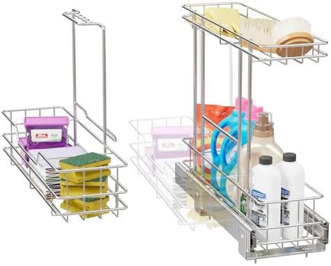 Under Sink Organizer 9" W X19 D, Pull Out Cabinet Organizer 2 Tier