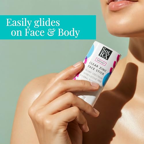 SolRX MINERAL SPF 50 Zinc Oxide Sunscreen Stick, Clear Non-Greasy Face | Solrx Sunscreen Is Designed For Healthy Outdoor Activities Like Running, Swimming, Cycling, Triathlon, Diving, And Surfing