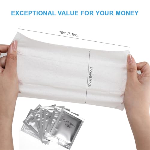 CPAP Mask Wipes Unscented Alcohol Free Cloths 50 Count Cleaning Wipe Extra Large & Moist Daily Mask Care for CPAP Machine Supplies and Accessories