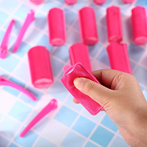 WILLBOND 40 Pcs Sponge Hair Rollers Satin Foam Curlers with Clips, Black