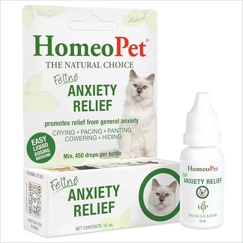 HomeoPet Feline Anxiety Relief, Supplement for Cats, 15 Milliliters | Natural pet stress and anxiety support for cats