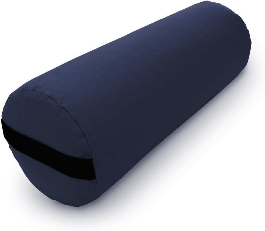 Bean Products Cotton Batting Yoga Bolster - Studio Grade Round or Rectangular Restorative Yoga Pillow for Pilates and Yin Practice - Soft Yet Firm Support with Cotton Cover - Made in The USA