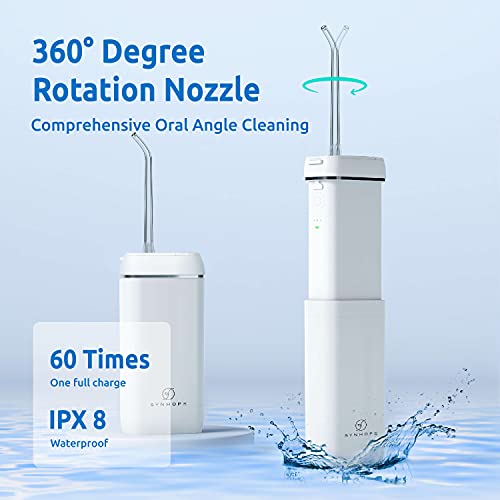 Water Flosser [ Mini Cordless Portable ] Oral Irrigator Water Teeth Cleaner Pick, Telescopic Water Tank, 3 Modes & IPX7 Waterproof