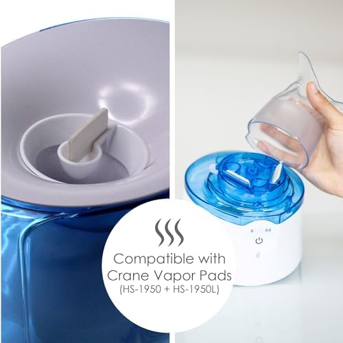 Crane Steam Inhaler & Warm Mist Humidifier, 0.5 Gallon, Humidifier FSA Eligible, Blue & White, Ideal Humidifiers for Bedroom, Sinus Inhaler