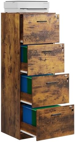 DEVAISE 3 Drawer Wood File Cabinet with Lock, Fits Letter and A4 Size | Wooden Tall Vertical Filing Cabinet, Home Office Printer Stand, Easy Assembly, White