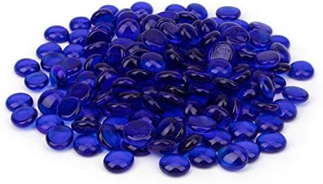 [18 Pound] Fire Glass Beads Fireglass Drops for Gas Fire Pit Fireplace Cobalt Blue Luster Reflective Decorative Glass Gems Rocks Pebbles Stone for