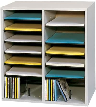 Wood/Laminate Literature/CD Sorter, 16 Section, 19 1/2 x 11 3/4 x 20, Medium Oak