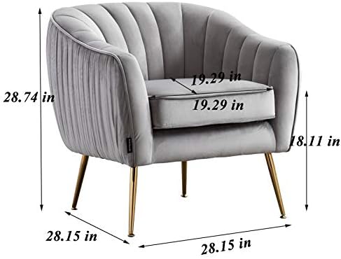 Velvet Modern Tub Barrel Arm Chair Upholstered Tufted with Gold Metal Legs Accent Club Chair with Ottoman Footrest for Living Reading Room Bedroom