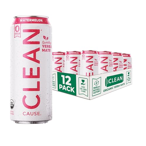 CLEAN Cause Zero Sugar Yerba Mate Organic Energy Orange Ginger, 12Pack 16oz