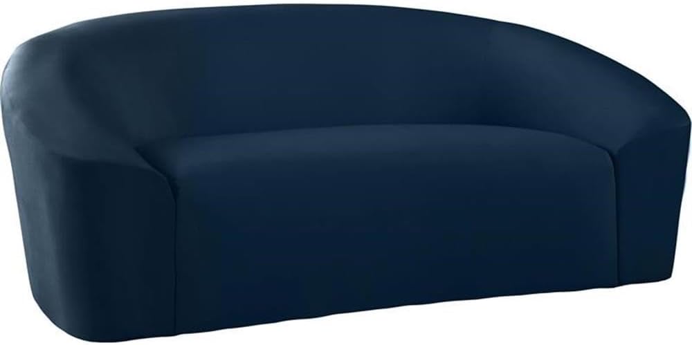 Meridian Furniture 610Black-L Riley Collection Modern | Contemporary Velvet Upholstered Loveseat with Rounded Contemporary Design, Black