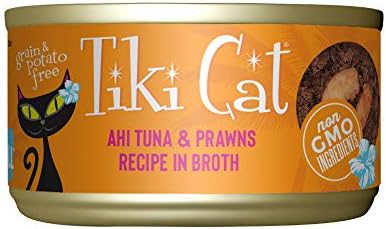 Tiki Cat Grill Wet Cat Food, Ahi Tuna & Prawns, 2.8 oz. Cans (12 Count)
