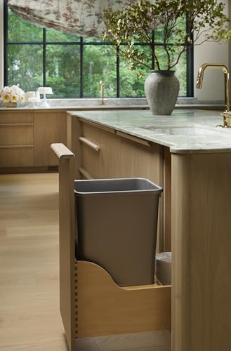 Rev-A-Shelf Pullout Trash Cans for Kitchen Cabinet, Dual 35 Qt Bins with 15" Wood Frame - Large Garbage Bin Containers for Home Waste Storage and Recycling | w/ Soft Close, Under Cabinet Waste/ Recycling Bin, Maple Wood Bottom Mount w/Full Extension Ball…