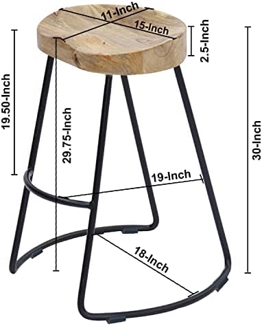The Urban Port 24 Inch Wooden Saddle Seat Barstool