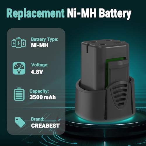 CREABEST 3500mAh 4.8V Ni-MH Battery Compatible with Dremel 755-01 7300