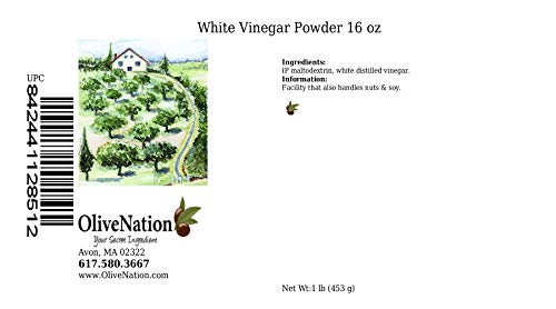 OliveNation White Vinegar Powder - 16 oz | Dehydrated & Powdered Vinegar for Classic Tangy Taste in Snacks, Dips, Dressings/Marinades, Rubs, Savory Dishes, Dry Mixes