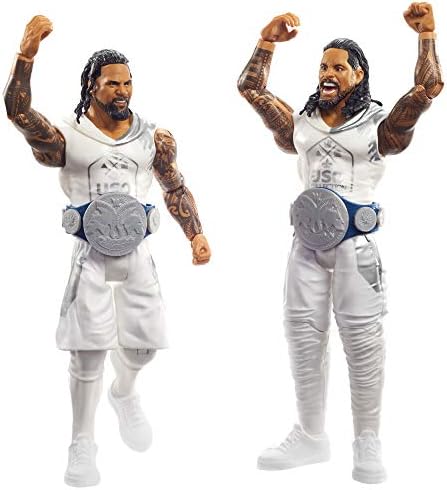 WWE Jimmy USO vs Jey USO Battle Pack Series #64 with Two 6-inch Articulated Action Figures & Ring Gear