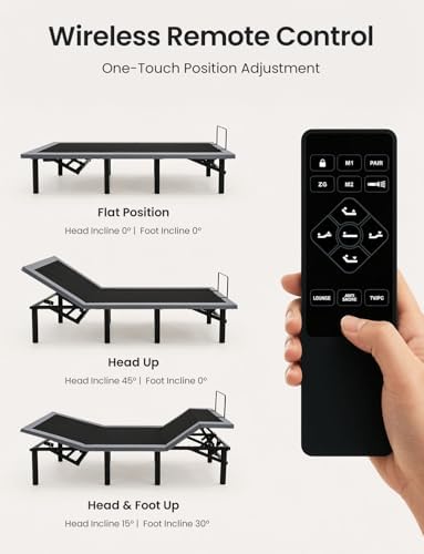 Mixcous King Adjustable Bed Frame with Zero Gravity Heavy Duty 750 lbs | Zero Gravity Anti-Snore Mode, Head & Foot Incline, Wireless Remote Control, Easy Assembly, Heavy Duty Frame