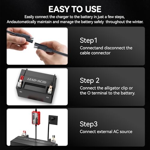 [2-Pack] FOVAL Fully Automatic Trickle Charger, 1000mA 12V Smart car Battery Charger, Battery Maintainer