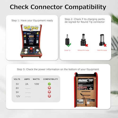 5V AC/DC Adapter Compatible with Arcade1up 8121 LS3062020 8261 8296 8295 Ms Pac-Man Counter-Cade CounterCade Console Table Top Game Arcade 1Up