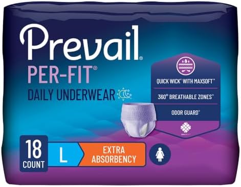 Prevail Per-Fit for Women Daily Protective Underwear, Pull-up Disposable Adult Diaper for Women, Extra Absorbency, Medium, 80 Count (4 Packs of 20) | Disposable, Incontinence, Extra Absorbency