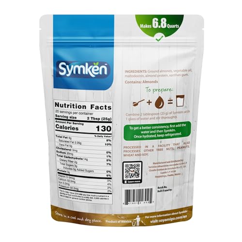 SYMKEN Almond Milk Powder 17.6 Oz (500g) | Pure Almond | No added sugar | Vegan | Gluten free | Lactose free | Non-GMO | Non-Dairy | Vegan protein