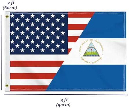 2×3 FT Nicaragua America Friendship Flag, Medium 60×90CM 150D Nicaraguan USA Outdoor Banner
