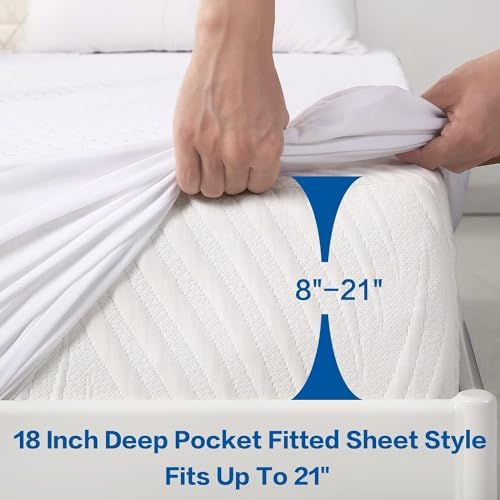 Premium Queen Size Mattress Protector Waterproof Cooling (White,60"x80")