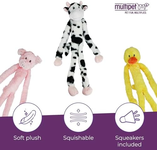 Multipet Swingin' Safari Monkey Dog Plush Toy - Squeaky Dog Toy for All Dogs - Extra Soft Plush Dog Toy - Stuffed Animal Dog Toy for Cuddling & Playing - Cute Dog Pet Toy (27”, Brown, 5 Squeakers)