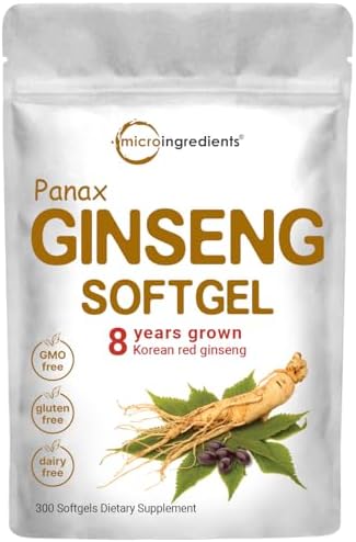 Micro Ingredients Red Panax Ginseng Supplement 300 Softgels | High Potency Korean Ginseng Root Extract| Supports Energy & Immune Health | Non-GMO*