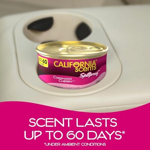 Can Air Freshener and Odor Neutralizer by California Scents, Set of 12 Spillproof Cans for Home and Car, Coronado Cherry, 1.5 Oz Each